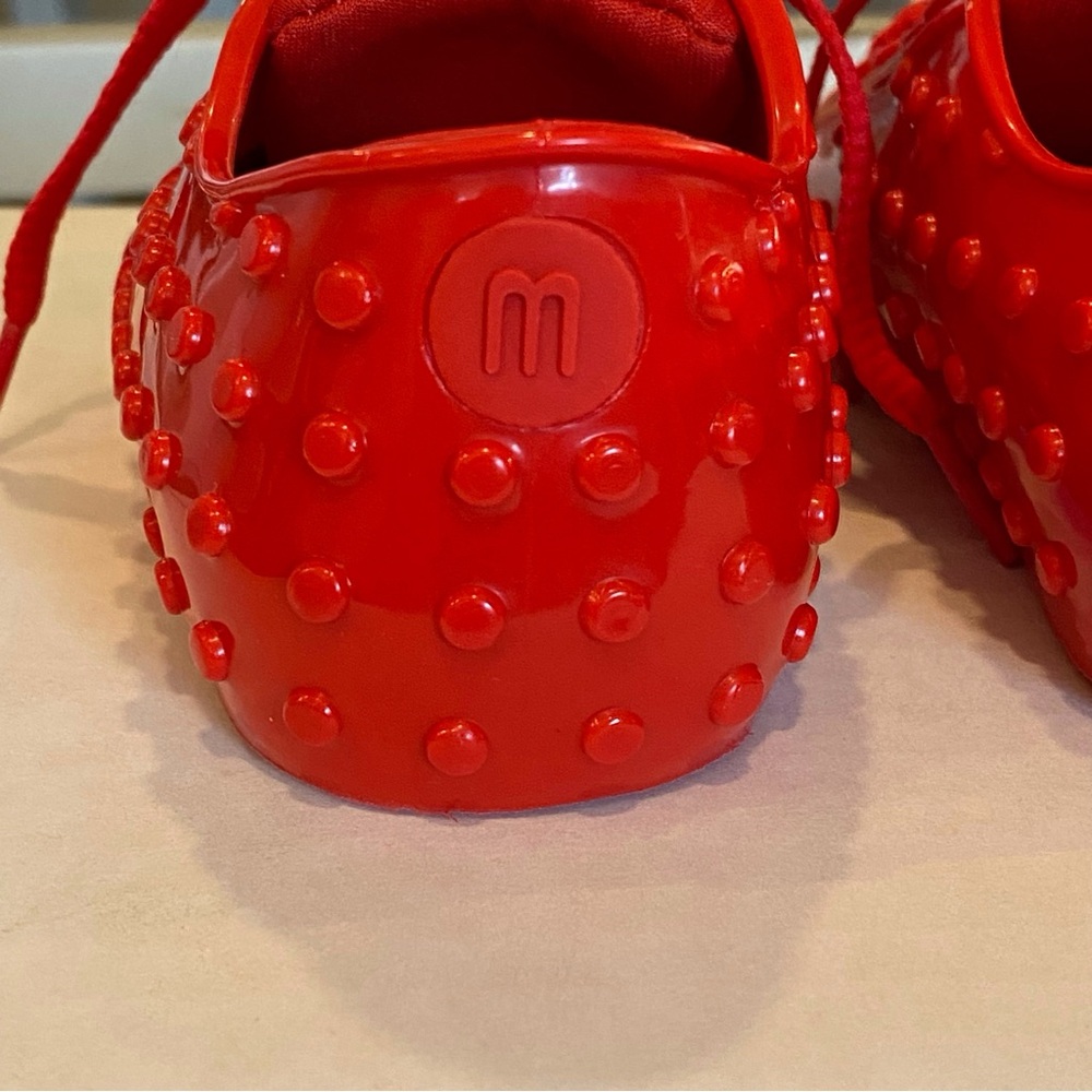 Mini Melissa Mickey Mouse red white lace up sneakers rubber shoes - Picture 8 of 10